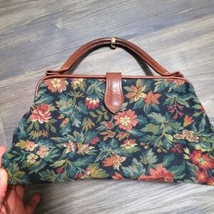 Vintage T. Cappelli Tapestry Satchel Handbag Purse Multicolor